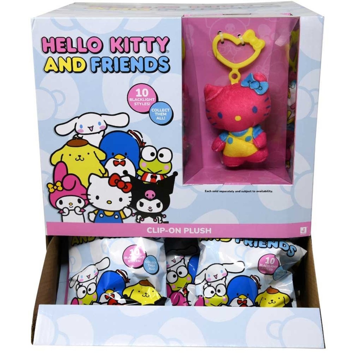 U.P.D. INC Impulse Buying Hello Kitty Blacklight Blind Plush Clips, 3 Inches, Assortment, 1 Count 191726723707