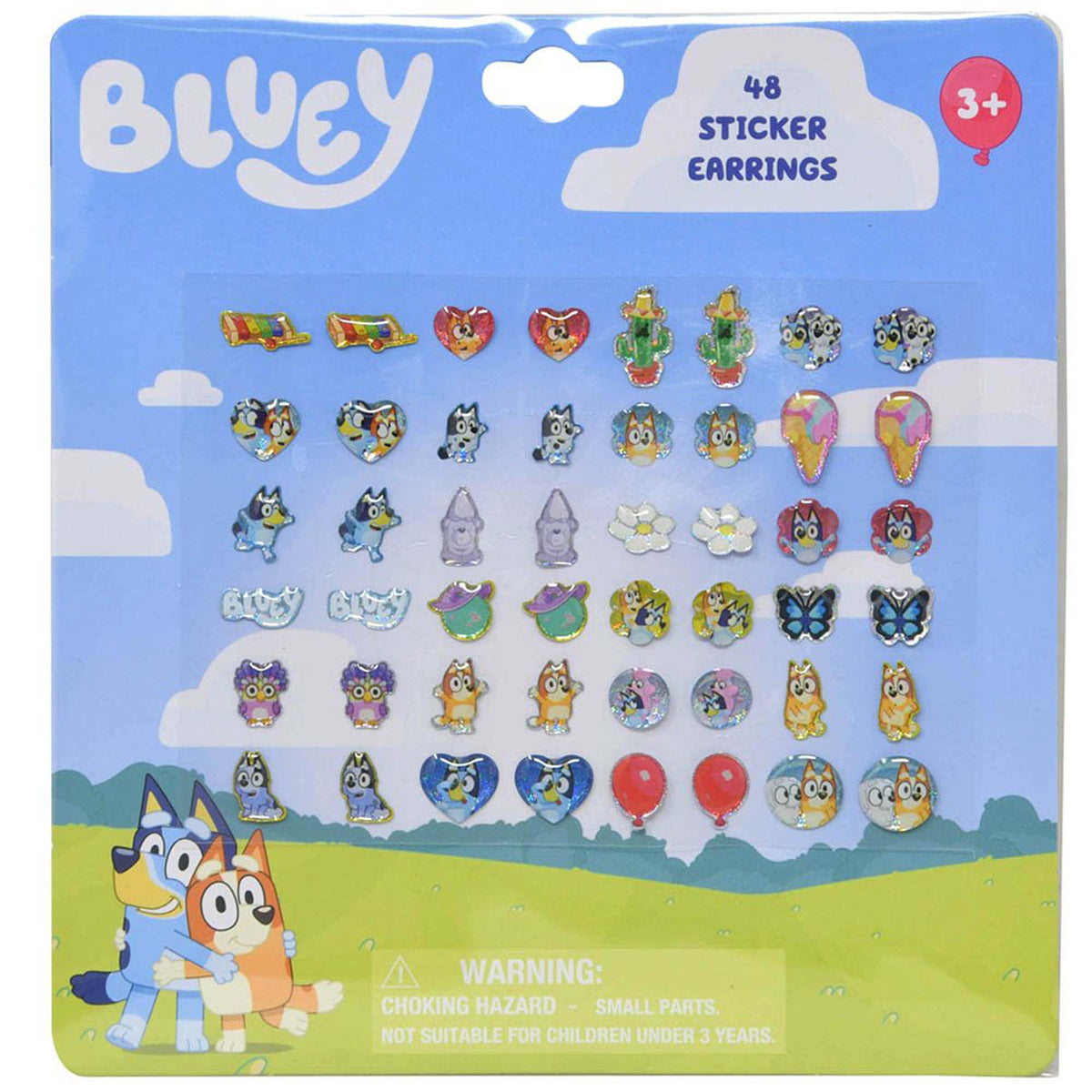 U.P.D. INC Kids Birthday Bluey Sticker Earrings for Kids, 24 Count