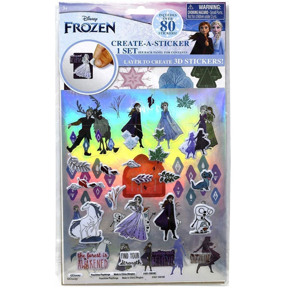 U.P.D. INC Kids Birthday Frozen Create-a-Sticker 3D, Disney, 80 Count 724328196350