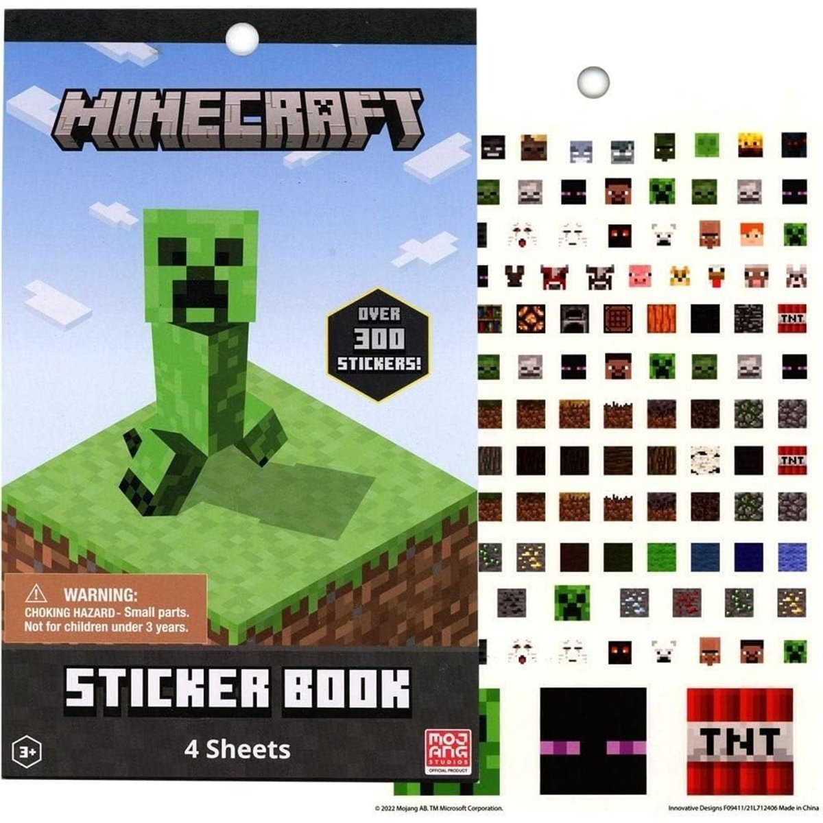 U.P.D. INC Kids Birthday Minecraft Sticker Pad, 200 Stickers, 1 Count 191537124069
