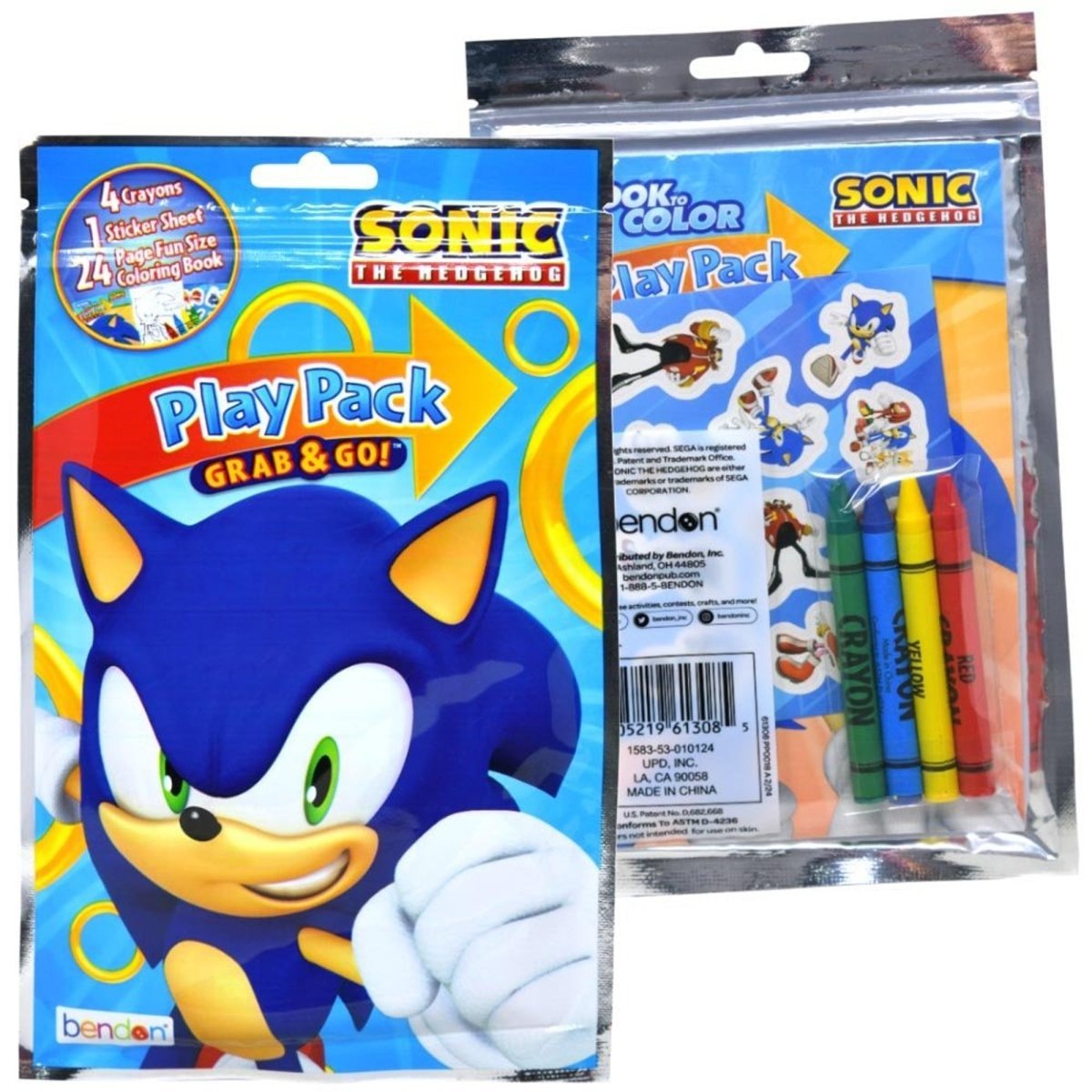 U.P.D. INC Kids Birthday Sonic Grab n Go Play Pack, 1 Count 805219613085