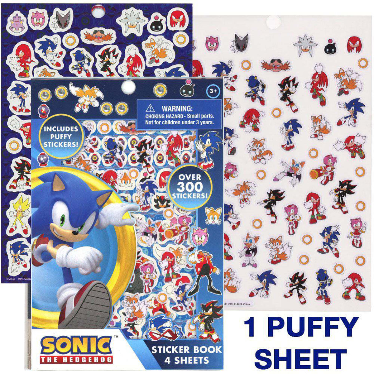U.P.D. INC Kids Birthday Sonic the Hedgehog Sticker Book with Puffy Sticker Sheet, 1 count