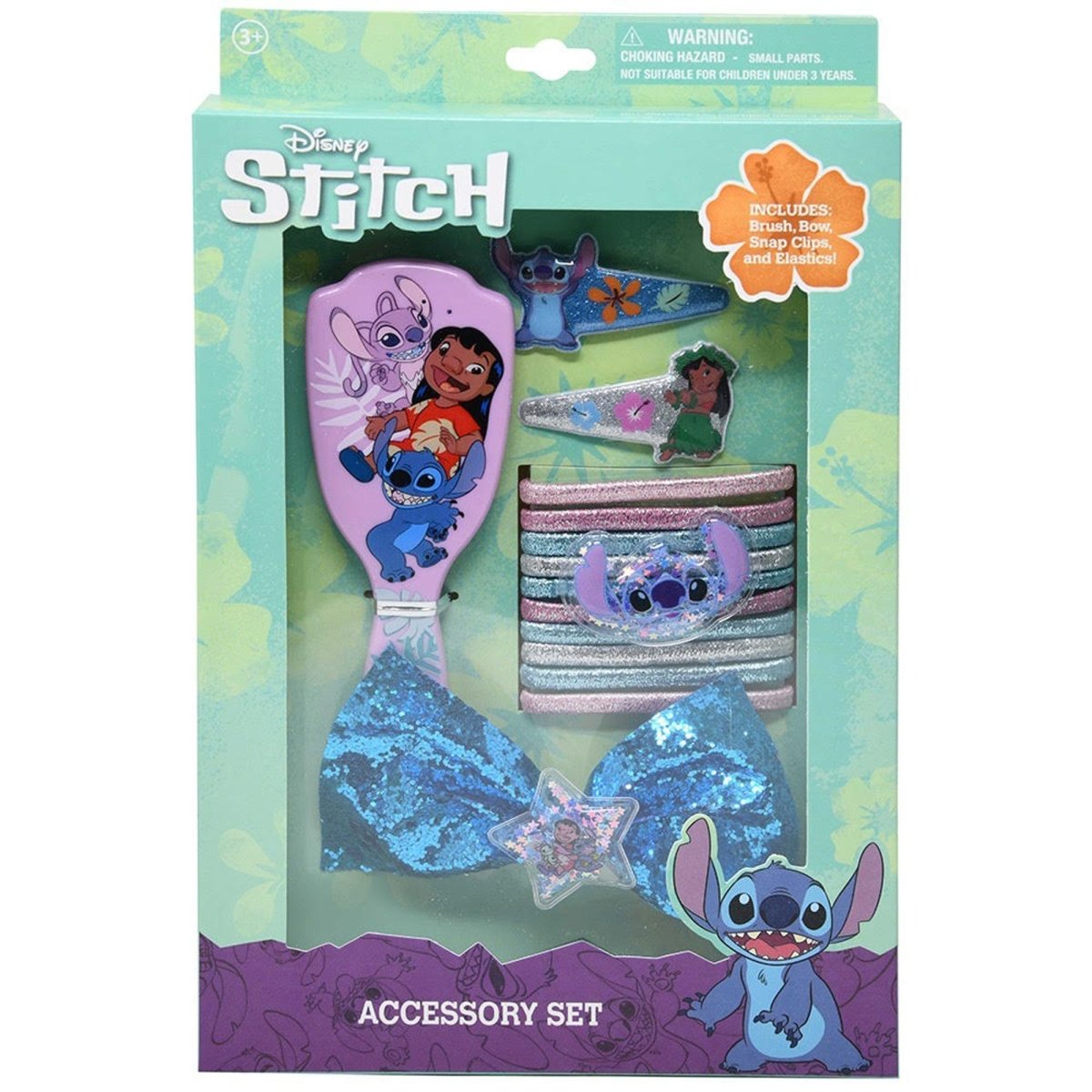 U.P.D. INC Kids Birthday Stitch Brush and Hair Accessory Set, Disney, 1 Count 678634522597