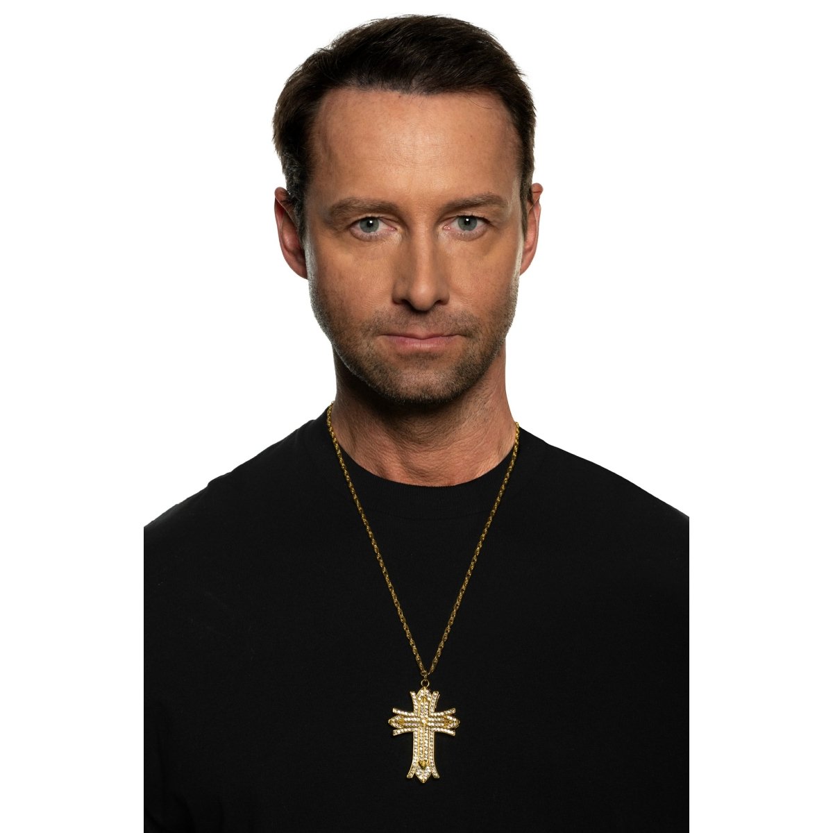 UNDERWRAPS Costume Accessories Gold and Rhinestone Cross Necklace for Adults 843248173101