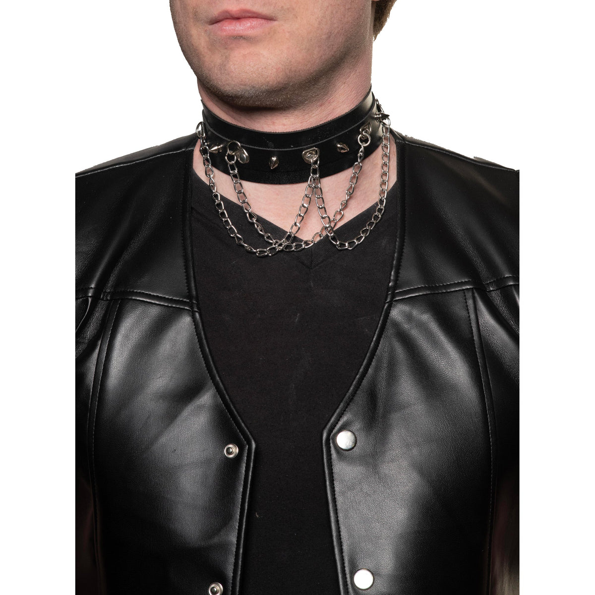 UNDERWRAPS Costume Accessories Punk Studded Choker With Chain for Adults 843248167223