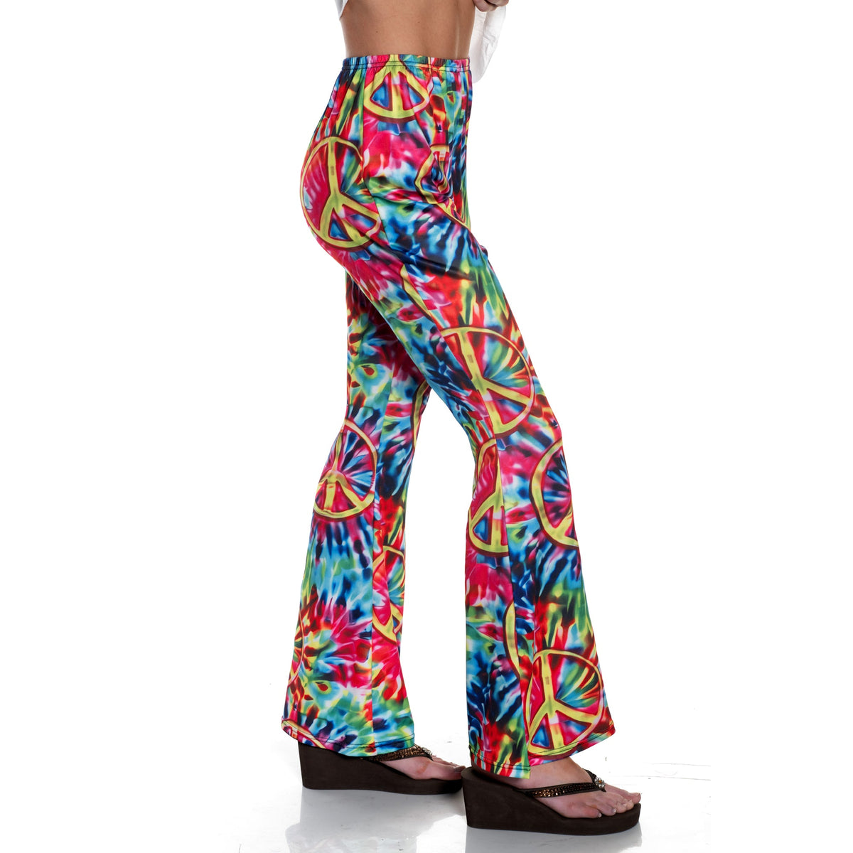 UNDERWRAPS Costume Accessories Tie Dye Bell Bottoms Leggings for Adults