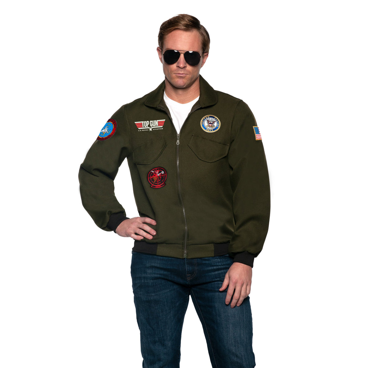 UNDERWRAPS Costumes Top Gun Plus Size Jacket for Adults, Green Jacket 843248156432