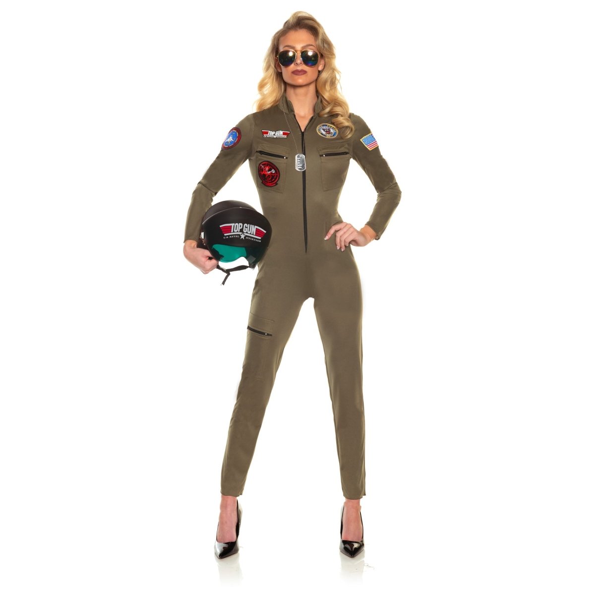UNDERWRAPS Costumes US Navy Top Gun Costume for Adults, Green Jumpsuit