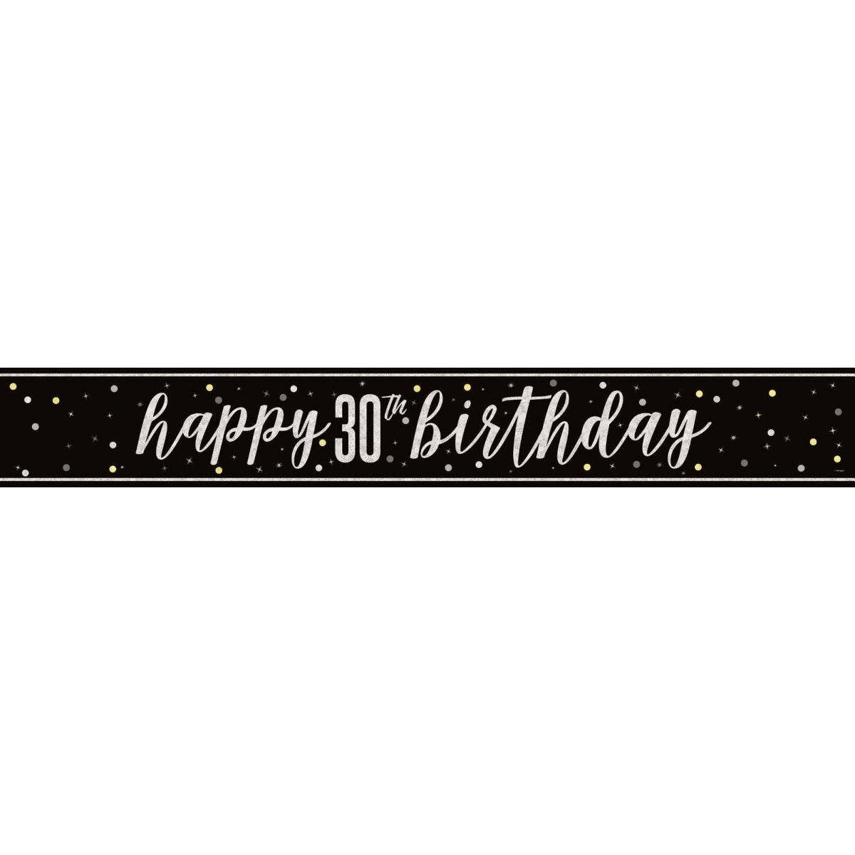 UNIQUE PARTY FAVORS Age Specific Birthday Black and Silver 30th Happy Birthday Banner, 1 Count