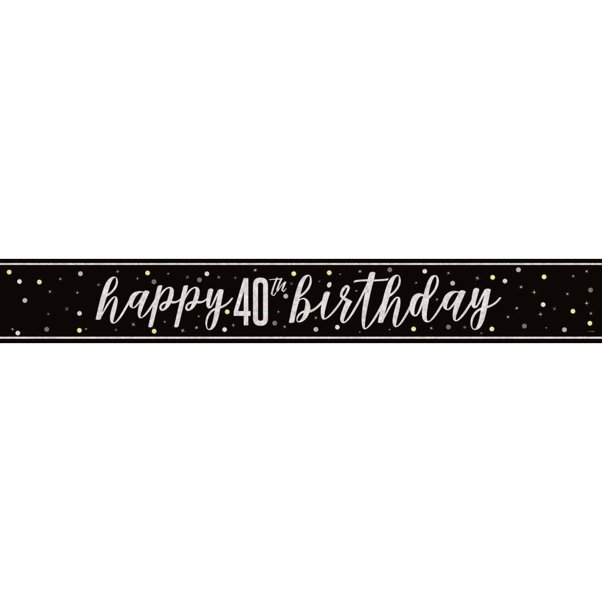 UNIQUE PARTY FAVORS Age Specific Birthday Black and Silver 40th Happy Birthday Banner, 1 Count 011179822638