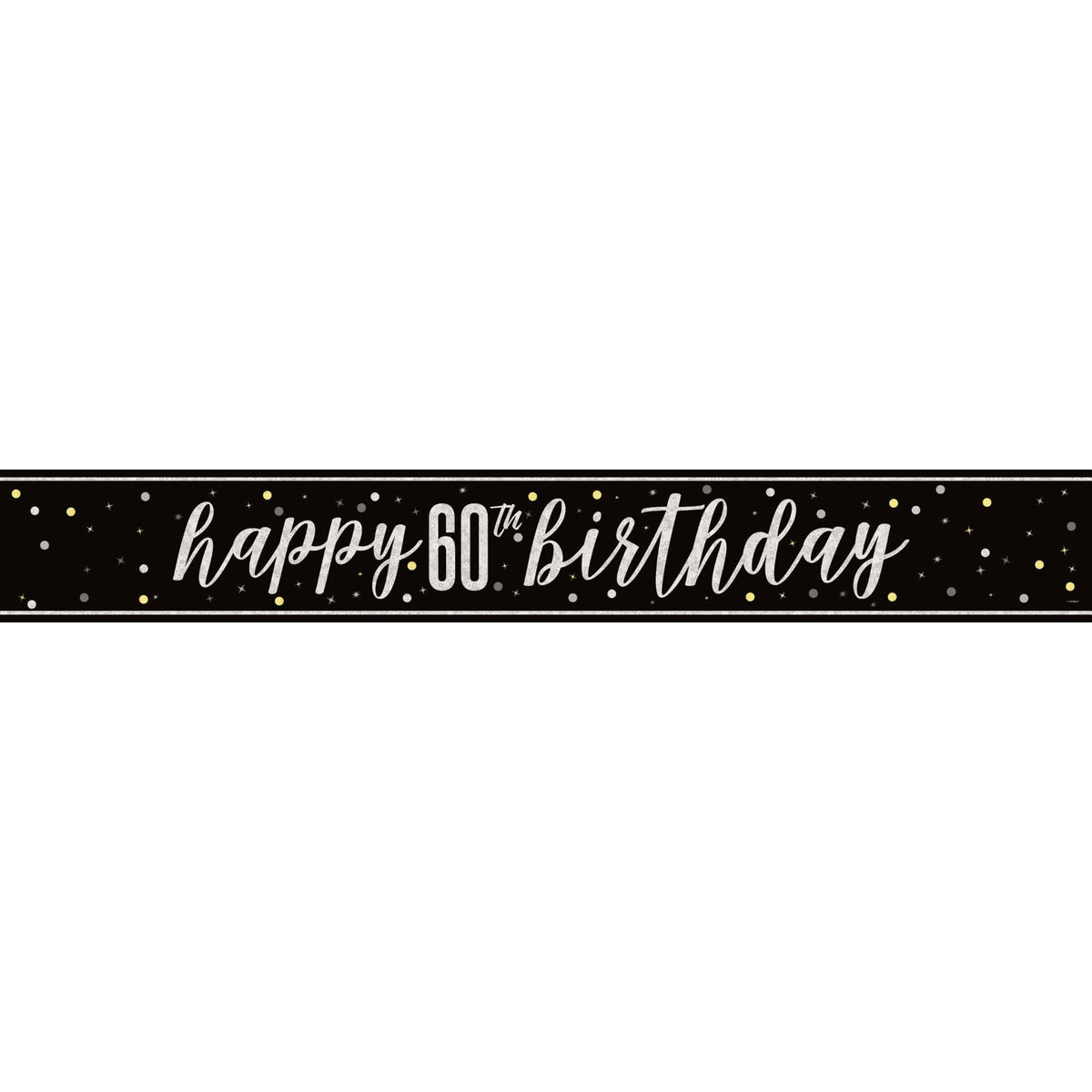 UNIQUE PARTY FAVORS Age Specific Birthday Black and Silver 60th Happy Birthday Banner, 1 Count