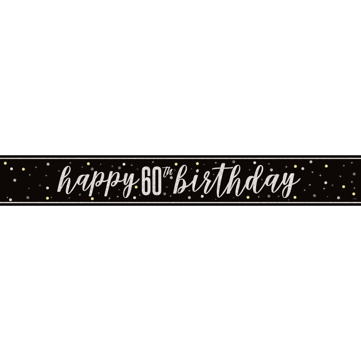 UNIQUE PARTY FAVORS Age Specific Birthday Black and Silver 60th Happy Birthday Banner, 1 Count