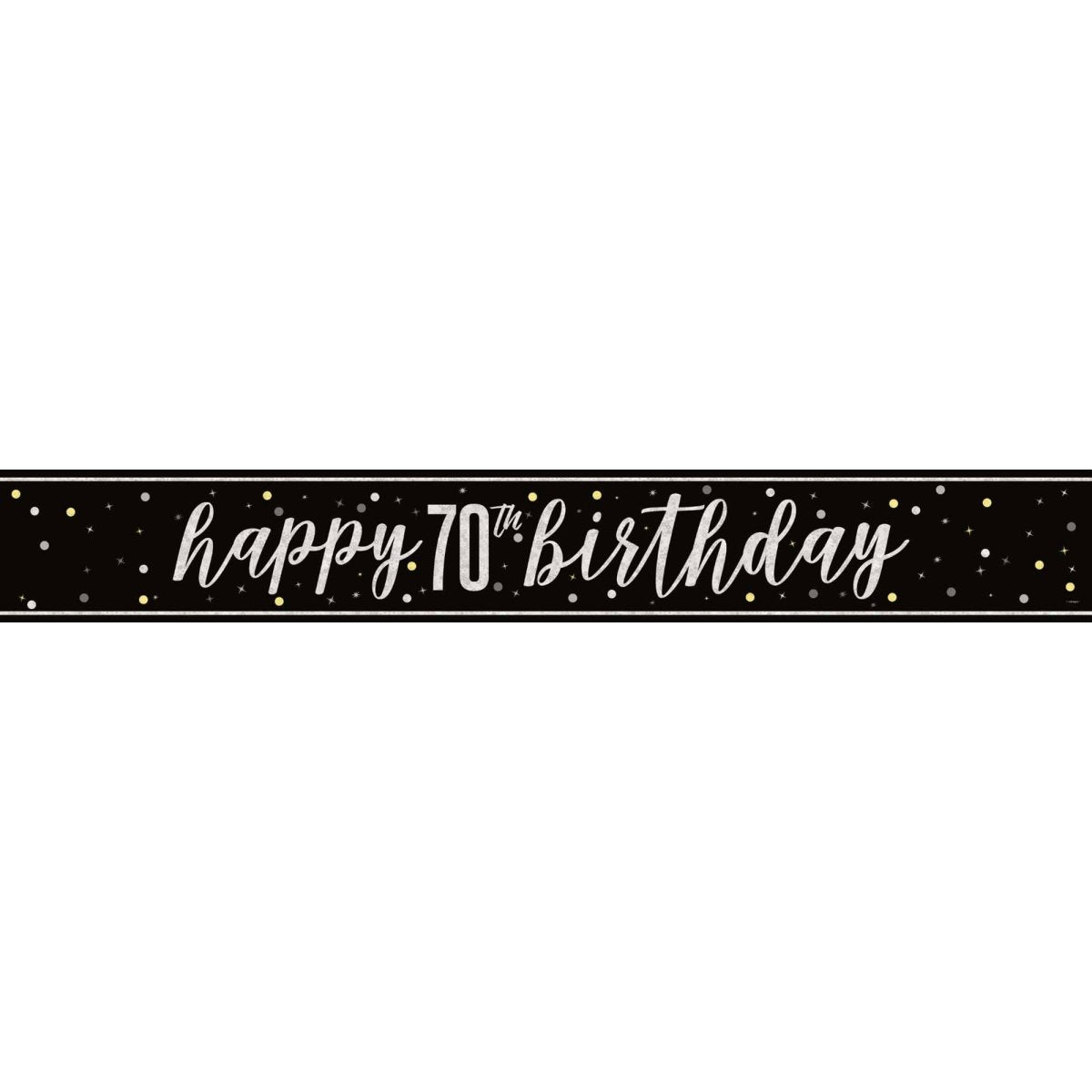 UNIQUE PARTY FAVORS Age Specific Birthday Black and Silver 70th Happy Birthday Banner, 1 Count 011179822669