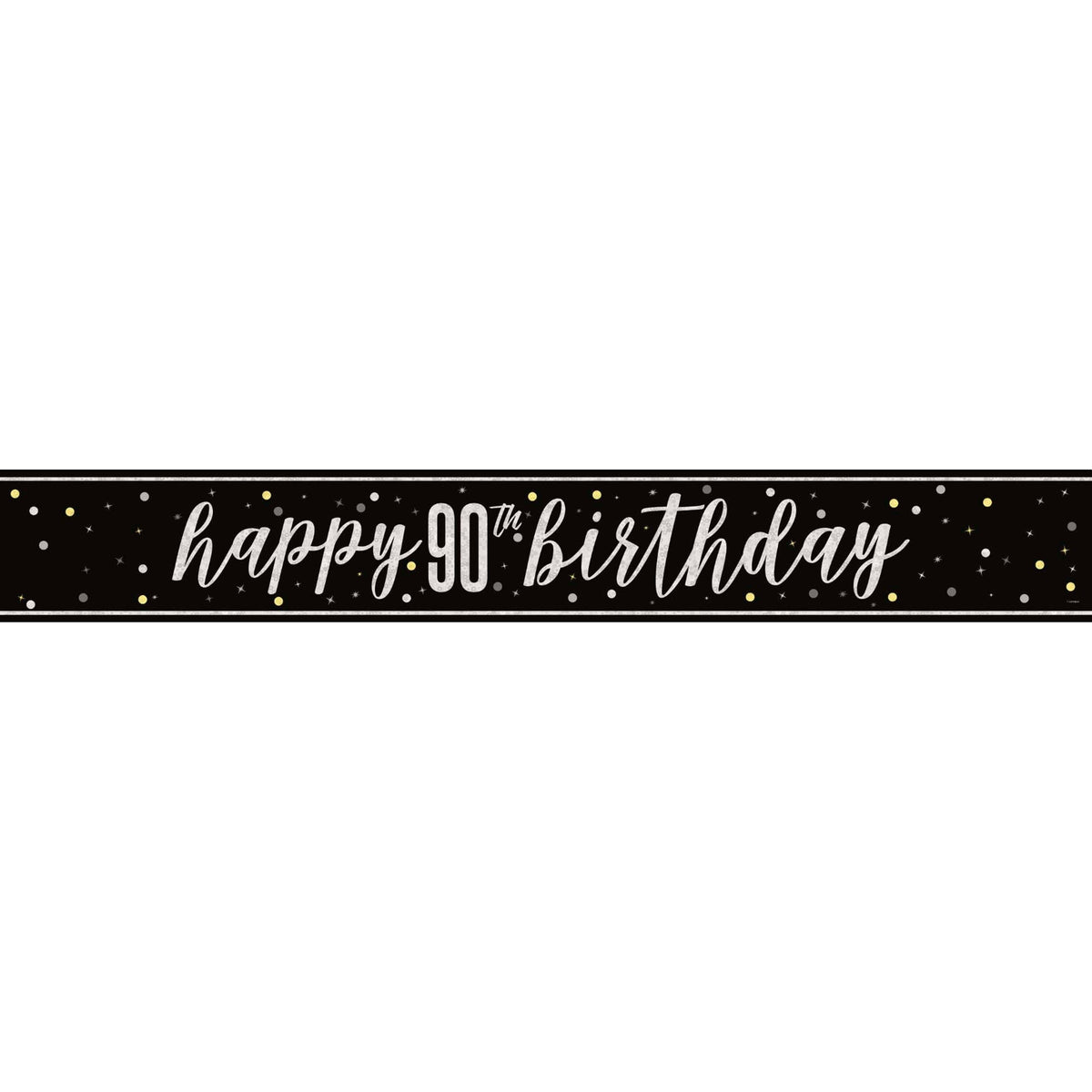 UNIQUE PARTY FAVORS Age Specific Birthday Black and Silver 90th Happy Birthday Banner, 1 Count