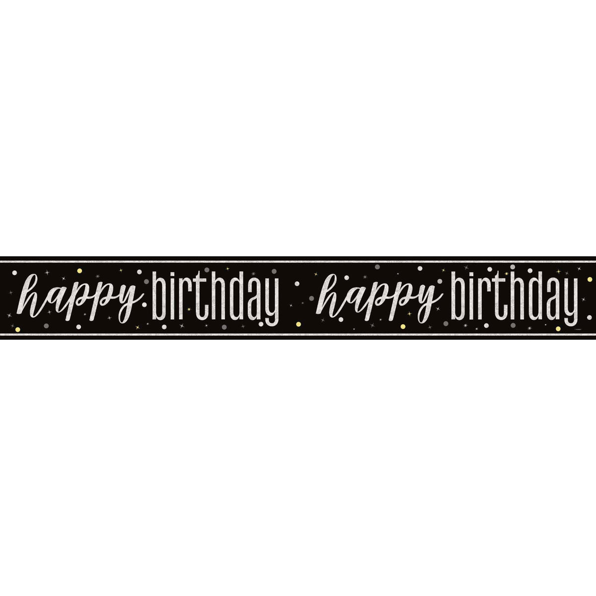 UNIQUE PARTY FAVORS Age Specific Birthday Black and Silver Happy Birthday Banner, 1 Count 011179819478