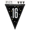 UNIQUE PARTY FAVORS Age Specific Birthday Bonne Fête Black/Silver - Pennant Banner - 16 011179834235