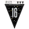 UNIQUE PARTY FAVORS Age Specific Birthday Bonne Fête Black/Silver - Pennant Banner - 16 011179834235