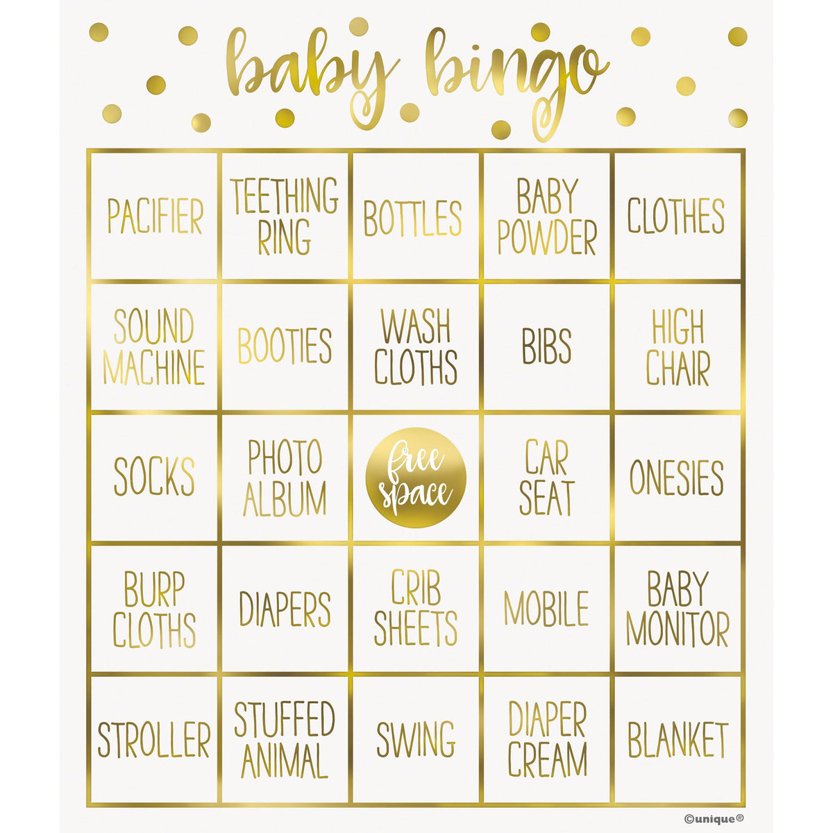 UNIQUE PARTY FAVORS Baby Shower Baby Shower Bingo Game, 8 Count 011179734108