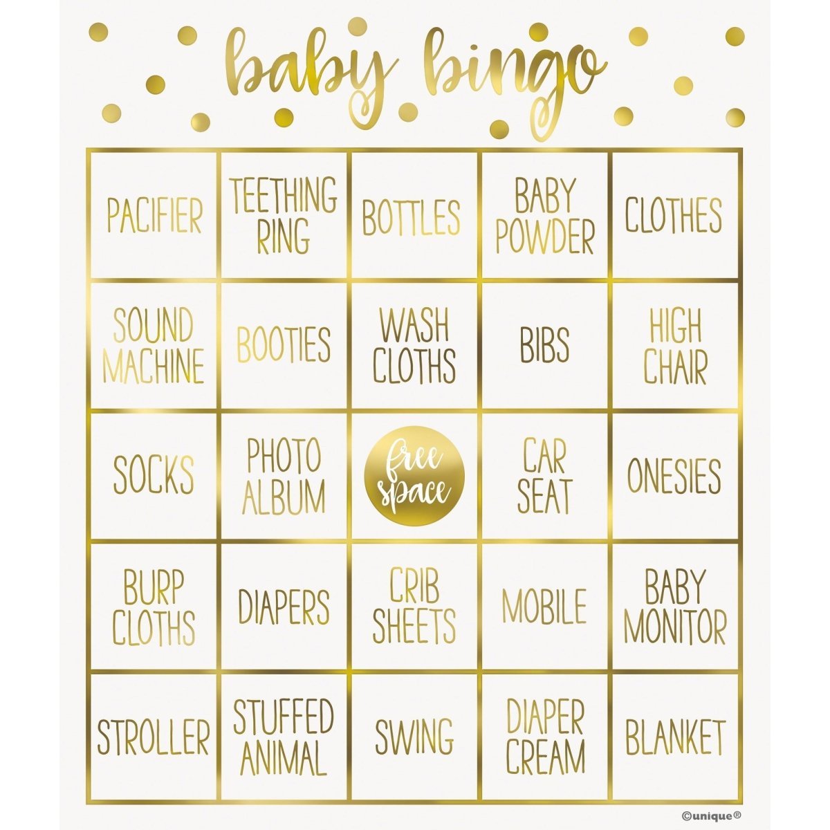 UNIQUE PARTY FAVORS Baby Shower Baby Shower Bingo Game, 8 Count 011179734108