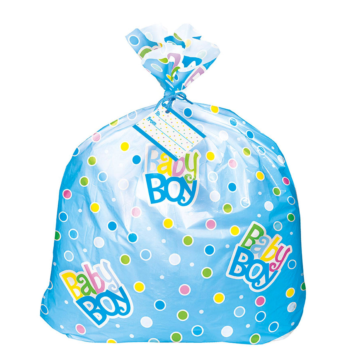 UNIQUE PARTY FAVORS Baby Shower Baby Shower Blue Dots Jumbo Plastic Gift Bag, 36 x 44 Inches, 1 Count 011179618668