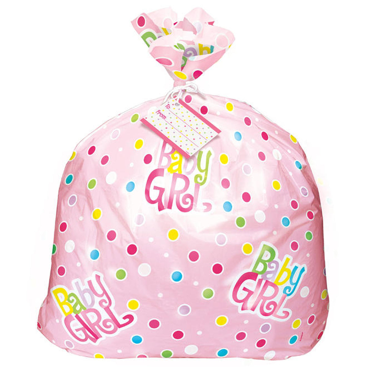 UNIQUE PARTY FAVORS Baby Shower Baby Shower Pink Dots Jumbo Plastic Gift Bag, 36 x 44 Inches, 1 Count 011179618651