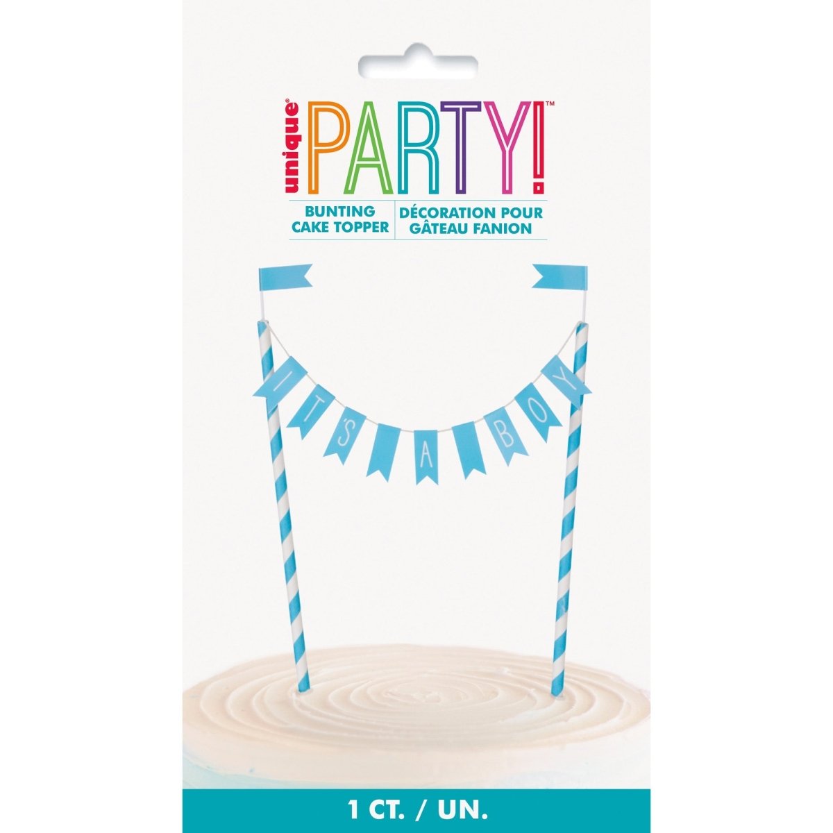 UNIQUE PARTY FAVORS Baby Shower Blue Heart Baby Shower Cake Topper, 1 Count 011179733903