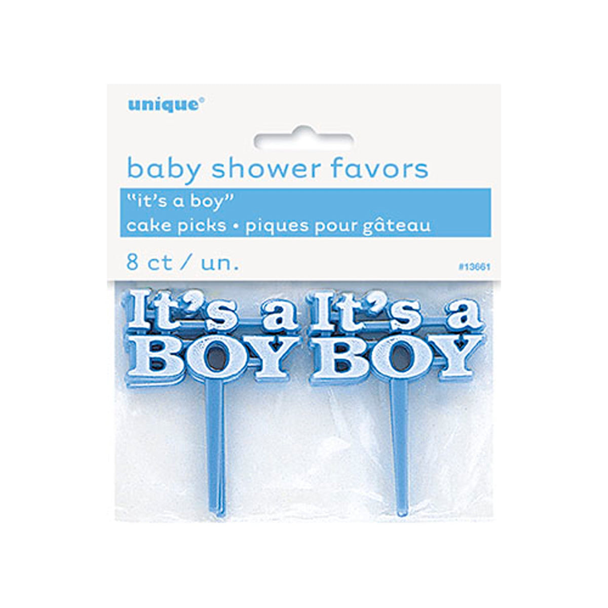 UNIQUE PARTY FAVORS Baby Shower Blue "It's a Boy" Cupcake Picks, 8 Count 011179136612