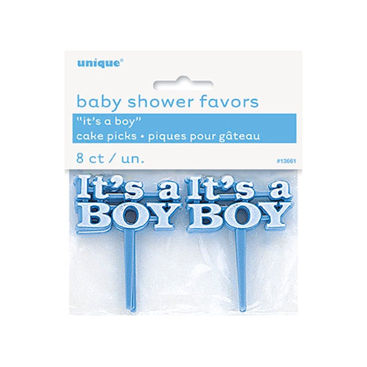 UNIQUE PARTY FAVORS Baby Shower Blue "It's a Boy" Cupcake Picks, 8 Count 011179136612