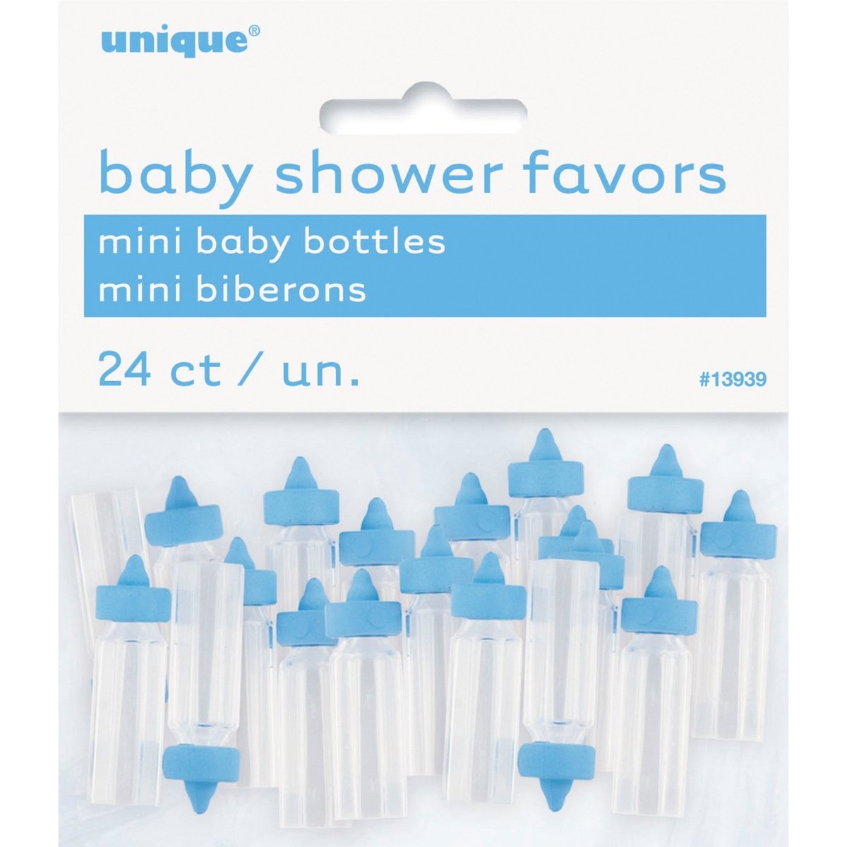 UNIQUE PARTY FAVORS Baby Shower Blue Mini Plastic Baby Bottles, 24 Count 011179139392
