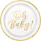 UNIQUE PARTY FAVORS Baby Shower Oh Baby! Large Round Lunch Paper Plates, 9 Inches, 8 Count 011179732159