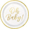 UNIQUE PARTY FAVORS Baby Shower Oh Baby! Large Round Lunch Paper Plates, 9 Inches, 8 Count 011179732159