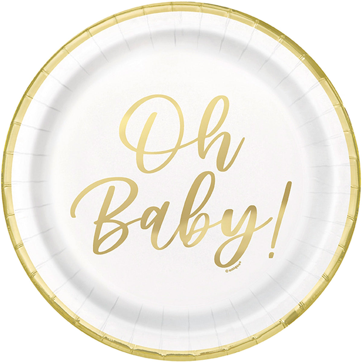 UNIQUE PARTY FAVORS Baby Shower Oh Baby! Large Round Lunch Paper Plates, 9 Inches, 8 Count 011179732159