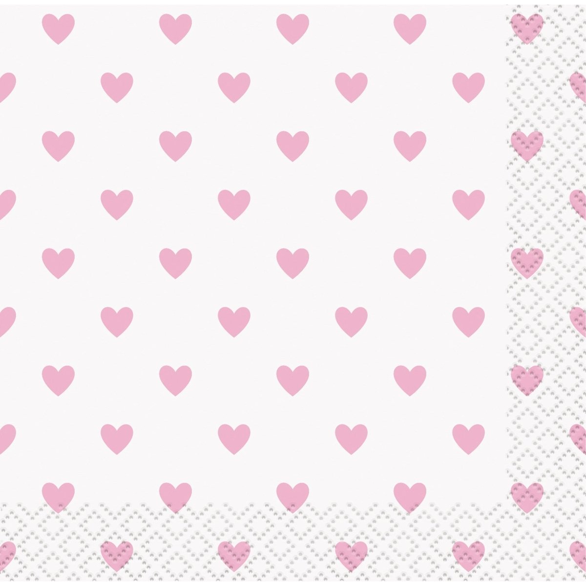 UNIQUE PARTY FAVORS Baby Shower Pink Heart Baby Shower Small Beverage Napkins, 16 Count 011179733613