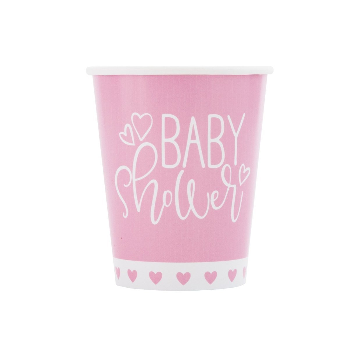 UNIQUE PARTY FAVORS Baby Shower Pink Hearts Paper Cups, 9 Oz, 8 Count 011179733668
