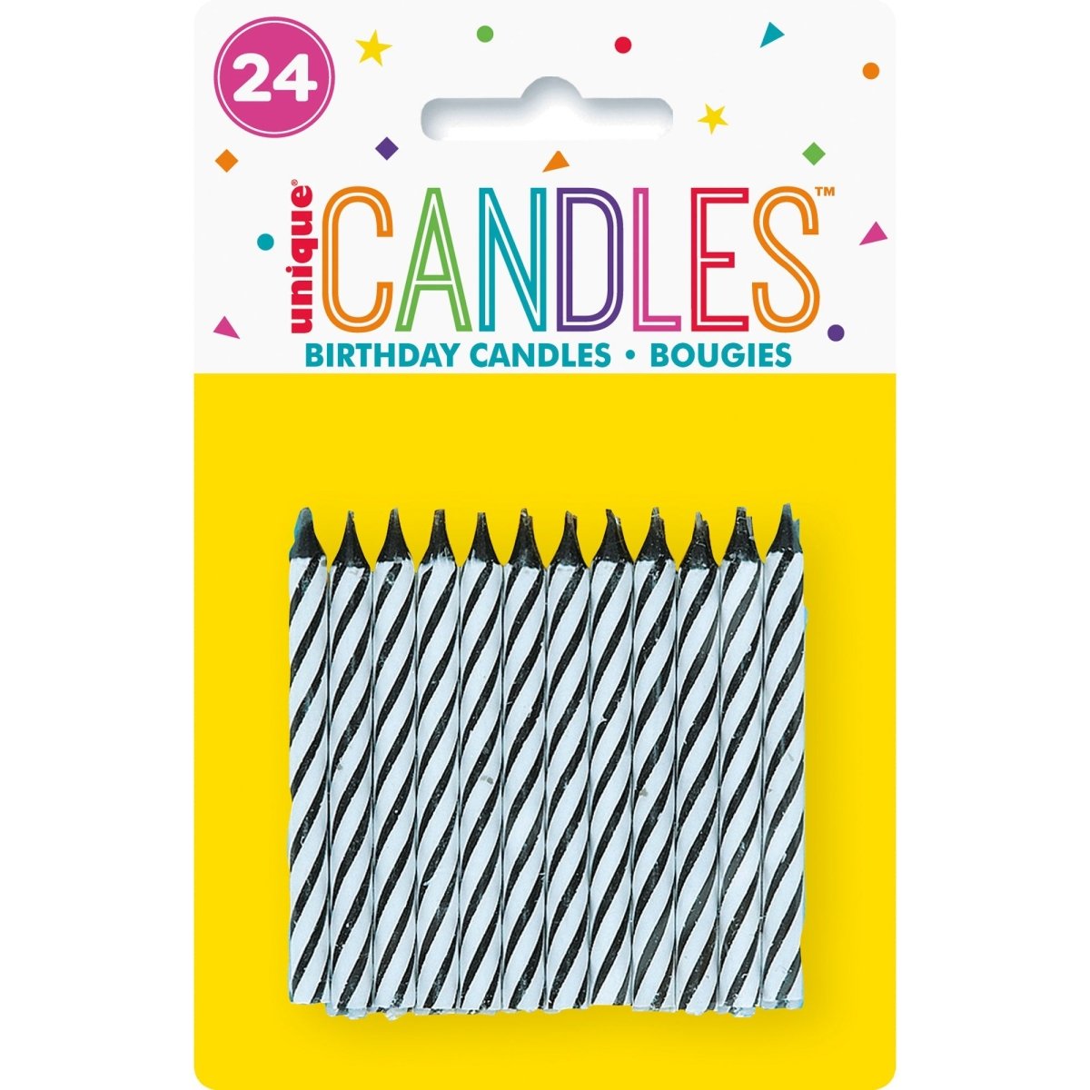UNIQUE PARTY FAVORS Cake Supplies Black Spiral Candles, 24 Count 011179190591