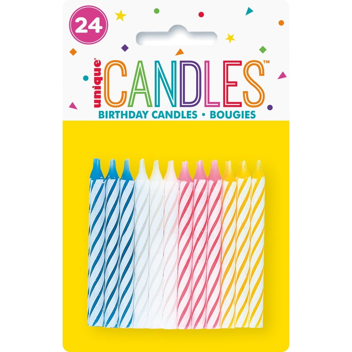 UNIQUE PARTY FAVORS Cake Supplies Colorful Spiral Candles, 24 Count 011179190539