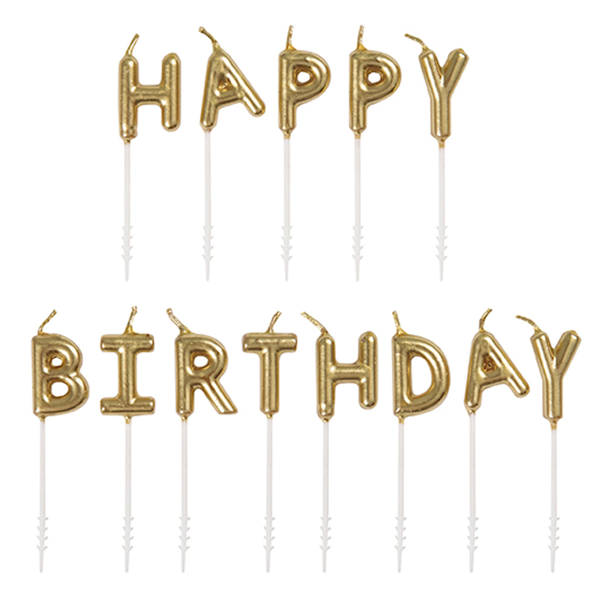 UNIQUE PARTY FAVORS Cake Supplies Gold Happy Birthday Letter Candle Picks, 13 Count 011179199952