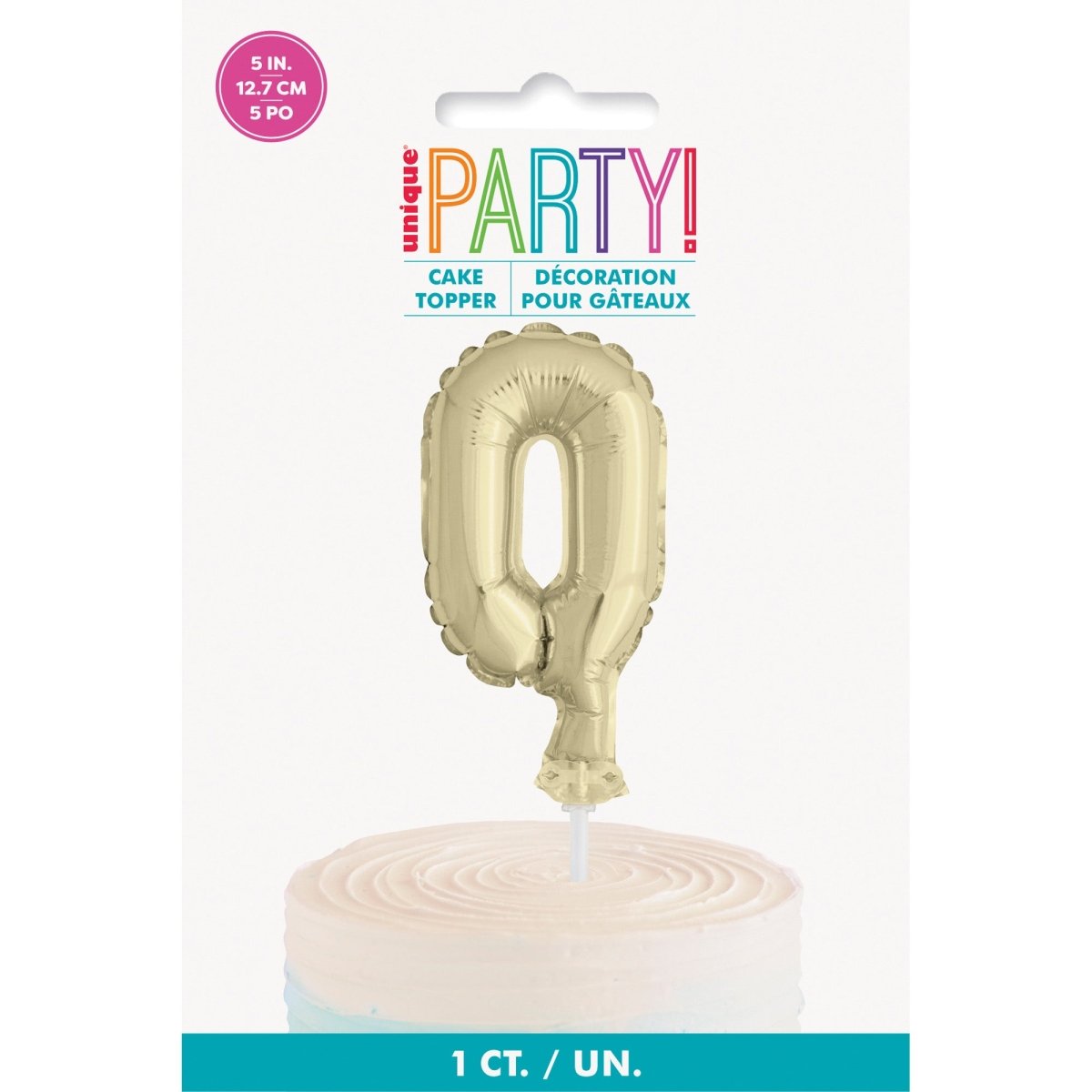 UNIQUE PARTY FAVORS Cake Supplies Golden Number 0 Foil Balloon Cake Topper, 1 Count 011179572601