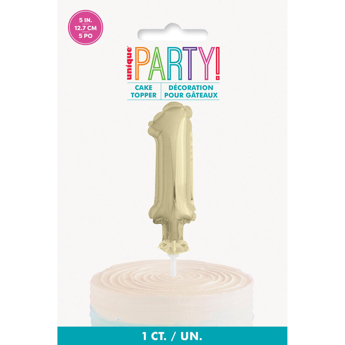 UNIQUE PARTY FAVORS Cake Supplies Golden Number 1 Foil Balloon Cake Topper, 1 Count 011179572618