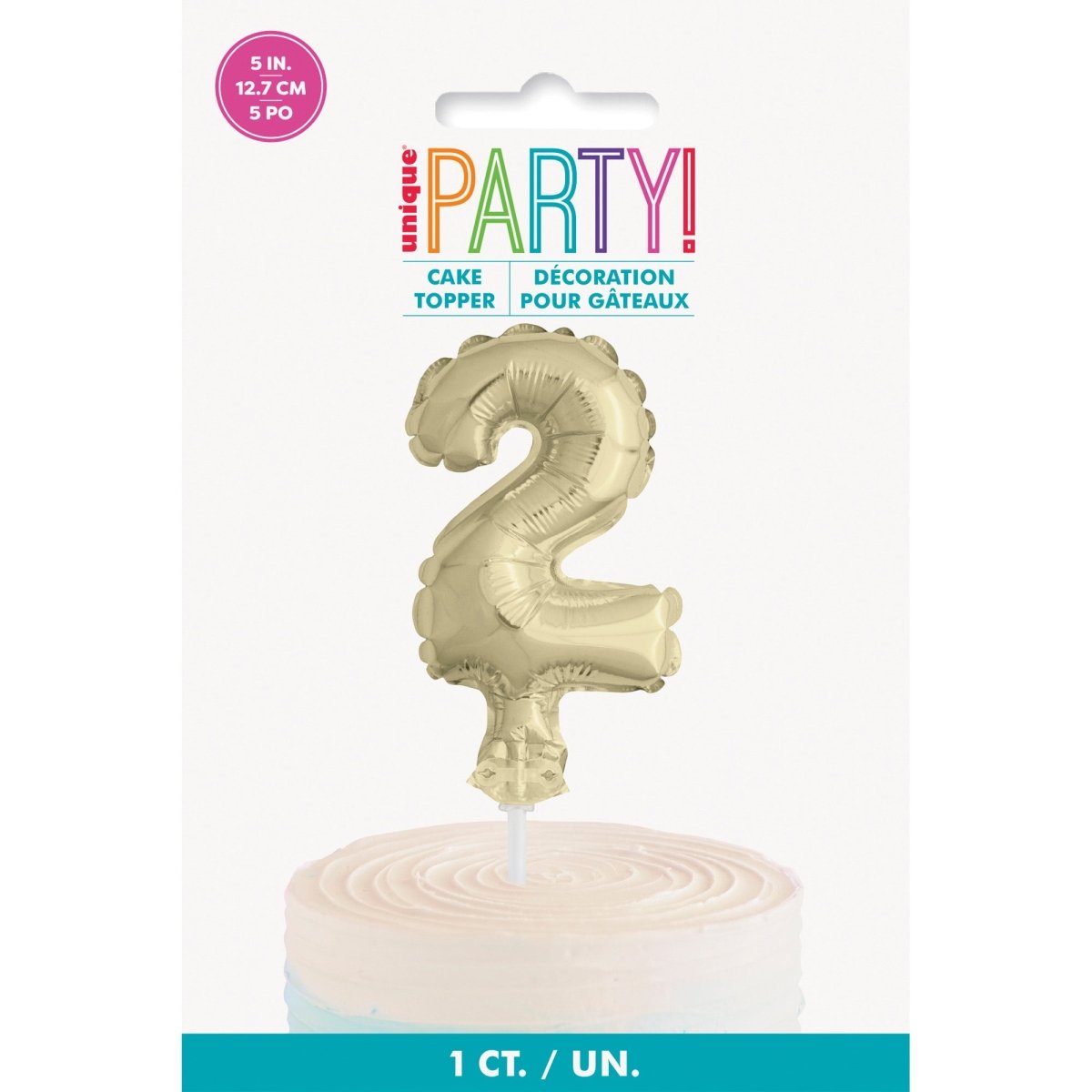 Golden Number 2 Foil Balloon Cake Topper | Party Expert