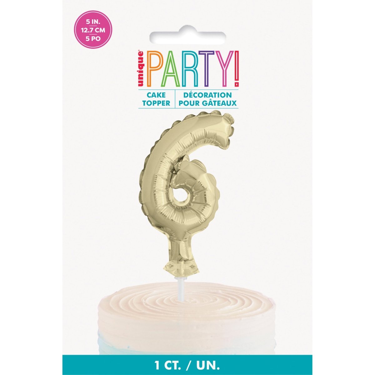 UNIQUE PARTY FAVORS Cake Supplies Golden Number 6 Foil Balloon Cake Topper, 1 Count 011179572663