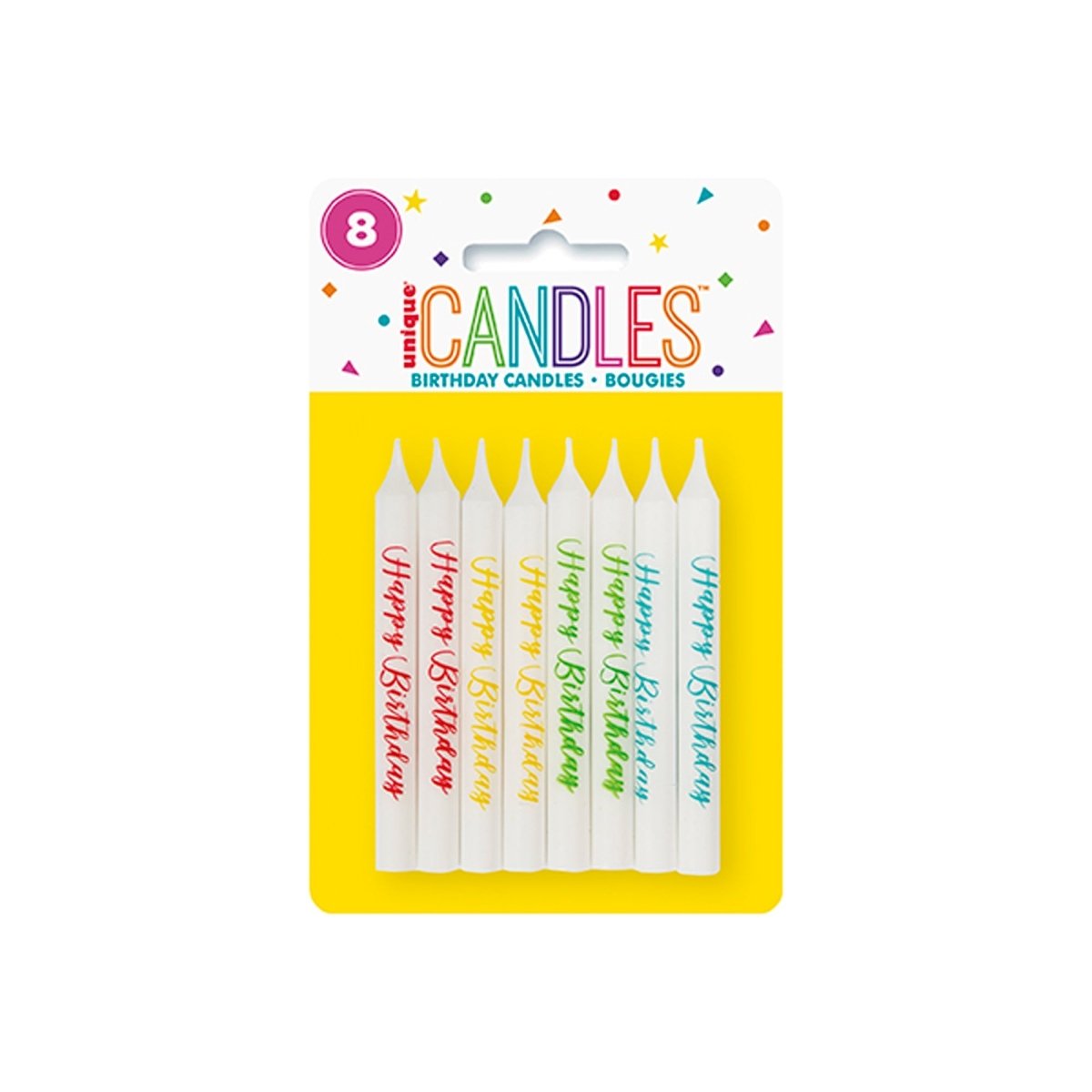 UNIQUE PARTY FAVORS Cake Supplies Happy Birthday Printed Candles, 8 Count 011179019526