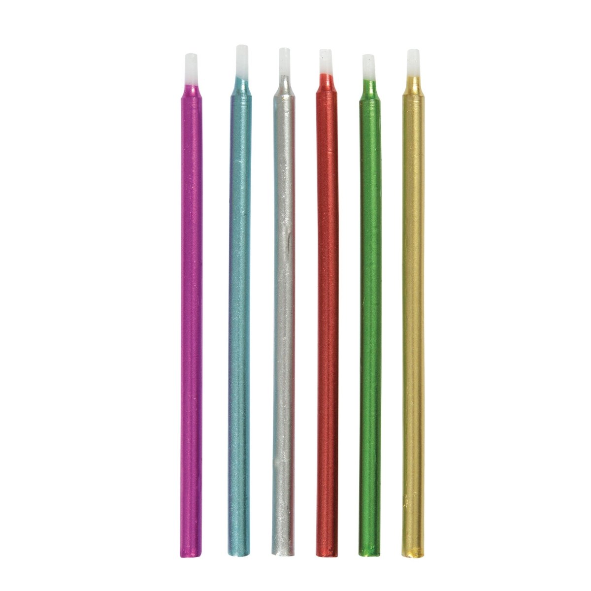 UNIQUE PARTY FAVORS Cake Supplies Multi-colored Metallic Candles, 5 Inches, 12 Count 011179199846