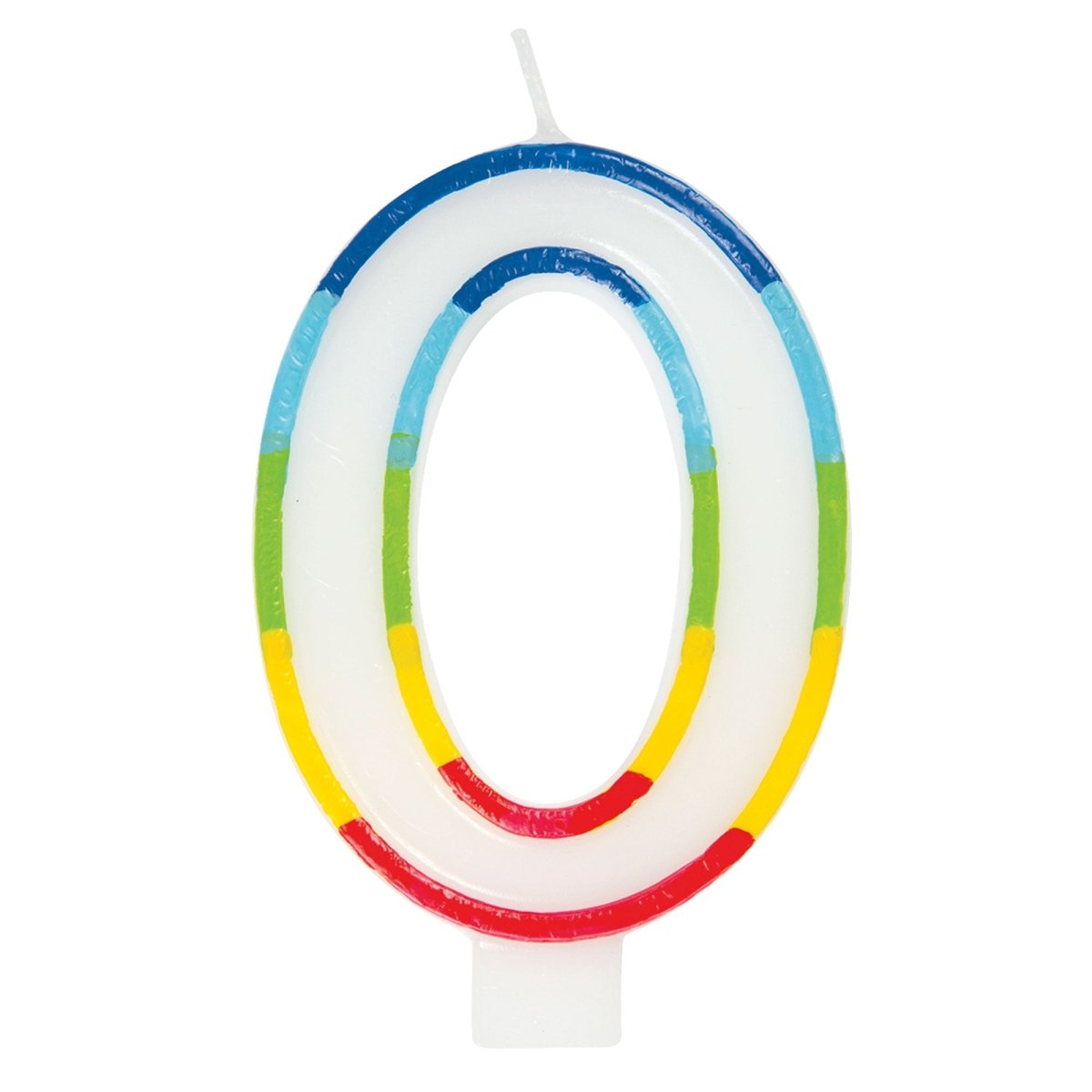 UNIQUE PARTY FAVORS Cake Supplies Rainbow Border Number 0 Birthday Candle, 1 Count 011179199402