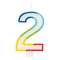 UNIQUE PARTY FAVORS Cake Supplies Rainbow Border Number 2 Birthday Candle, 1 Count 011179199426