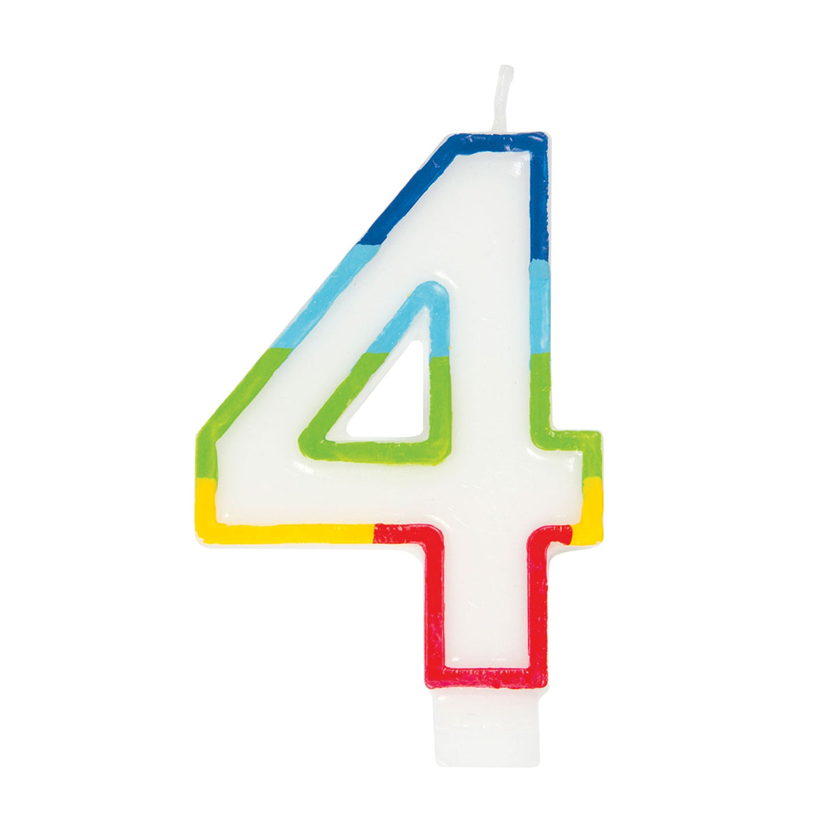 UNIQUE PARTY FAVORS Cake Supplies Rainbow Border Number 4 Birthday Candle, 1 Count 011179199440
