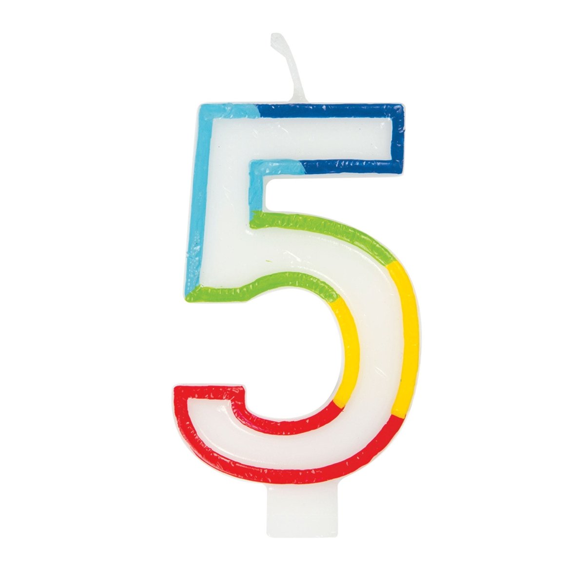 UNIQUE PARTY FAVORS Cake Supplies Rainbow Border Number 5 Birthday Candle, 1 Count 011179199457