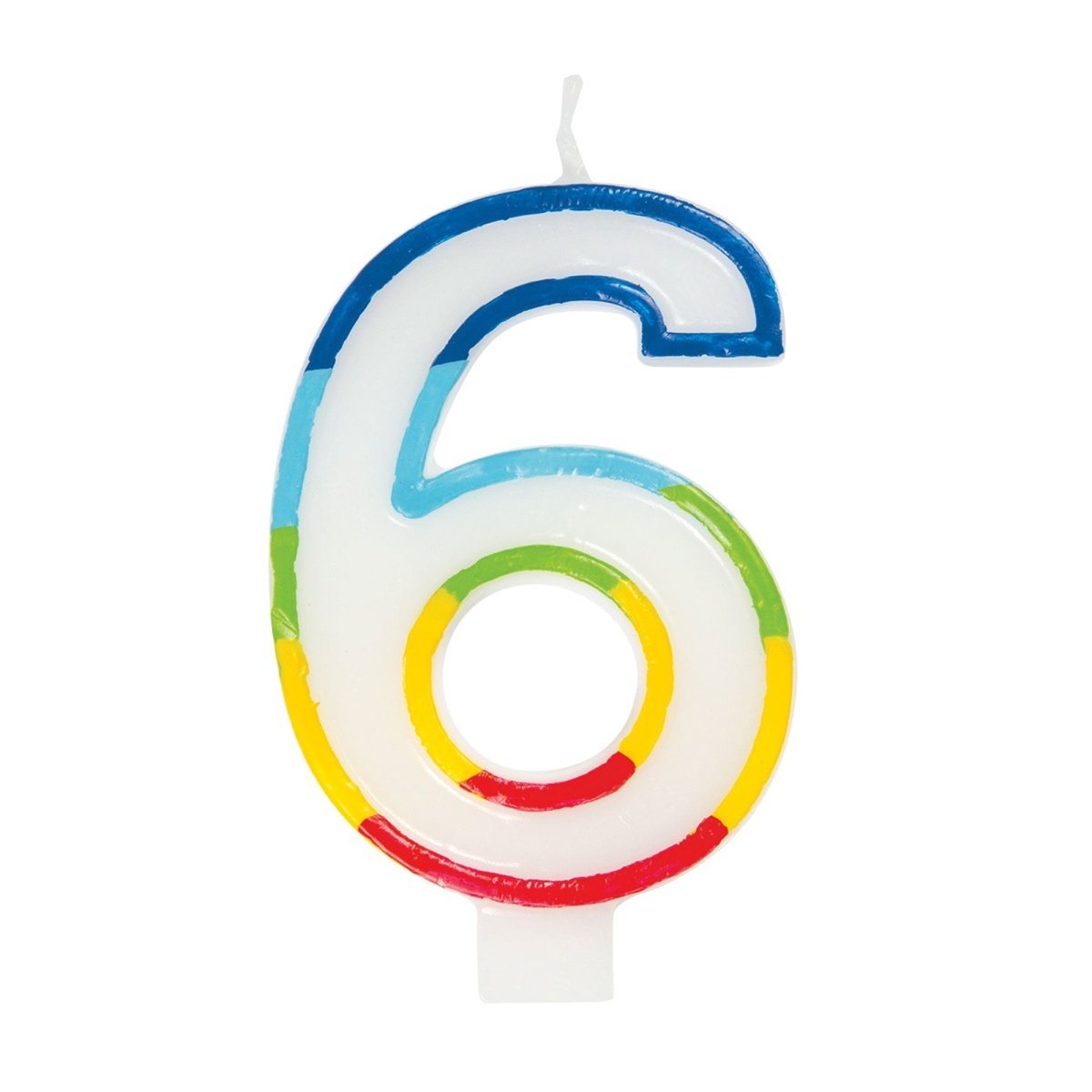 UNIQUE PARTY FAVORS Cake Supplies Rainbow Border Number 6 Birthday Candle, 1 Count 011179199464