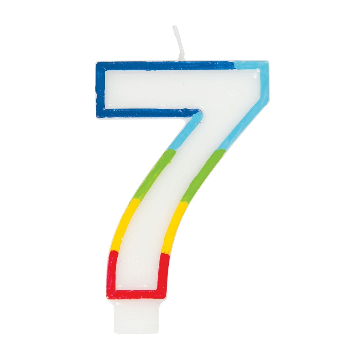 UNIQUE PARTY FAVORS Cake Supplies Rainbow Border Number 7 Birthday Candle, 1 Count 011179199471