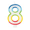 UNIQUE PARTY FAVORS Cake Supplies Rainbow Border Number 8 Birthday Candle, 1 Count 011179199488